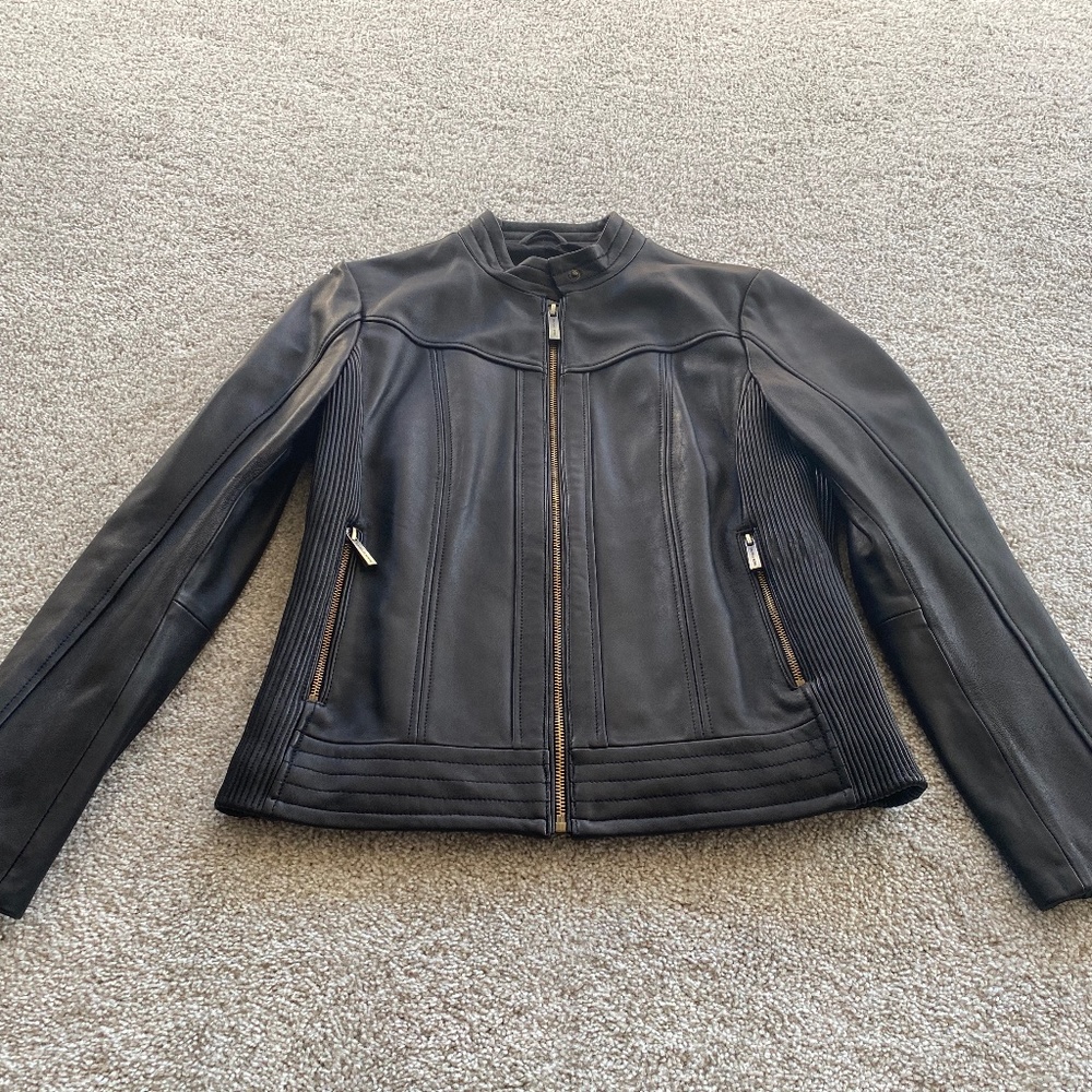 Michael Kors leather bomber jacket